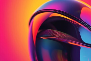 Poster - Close up view of modern headphones showcasing vibrant colors and glossy design elements enhancing immersive audio experience. Generative AI