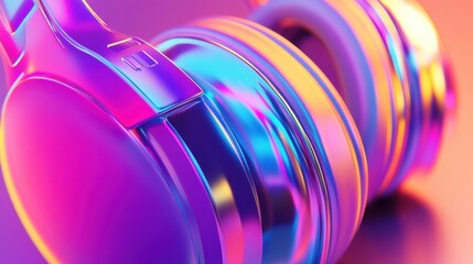 Poster - Close up of colorful 3D headphones showcasing vibrant design and modern aesthetic ideal for music lovers and audiophiles. Generative AI