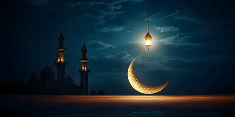 Wall Mural - symbolic moon sighting during ramadan