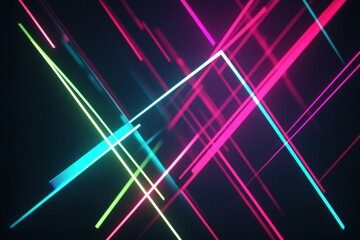 Poster - Dynamic arrangement of glowing neon lines creating an abstract visual experience. Generative AI