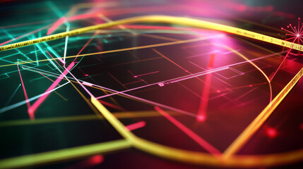 Wall Mural - hologram construction roulette. measuring tape of polygons, triangles of points and lines. measuring