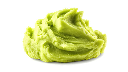 Wall Mural - side view on one single ground green wasabi powder pile heap isolated on white background