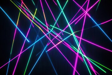Aufkleber - Glowing neon lines create a vibrant abstract pattern that captivates with color and movement. Generative AI