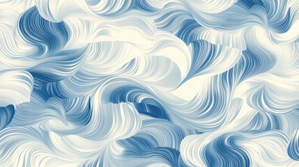 Poster - Seamless wave like pattern in various shades of blue and white for design and decor usage. Generative AI
