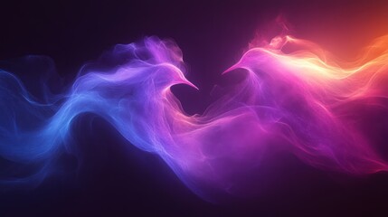 Wall Mural - Abstract heart-shaped colorful smoke wave.