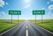 © Christian - Plan A or Plan B? A road forks offering two directions Choose your path