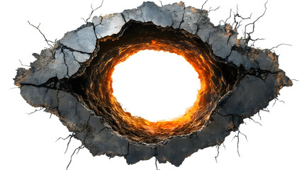 Wall Mural - a hole in the ground with a fire burning inside