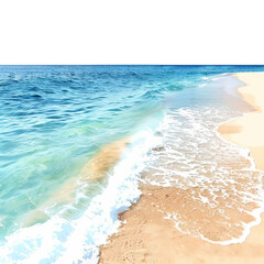 Wall Mural - serene beach with gentle waves lapping at golden sand under a clear blue sky, perfect for relaxation
