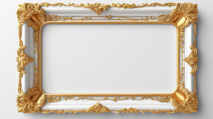 AI generative. 3d frame border design classic style gold swirl on white background. 138