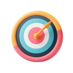 3d illustration of a colorful target with an arrow in the center