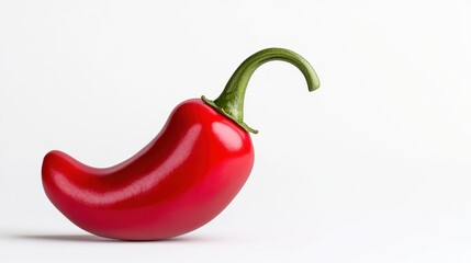 Wall Mural - A vibrant red chili pepper on a white background.