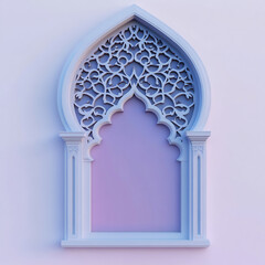 Canvas Print - 3d render of a simple decorative window with intricate arabesque ornaments