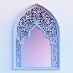 Canvas Print - 3d render of a simple decorative window with intricate arabesque ornaments