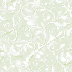 Wall Mural - elegant beige and cream pattern, light green background, soft swirls,