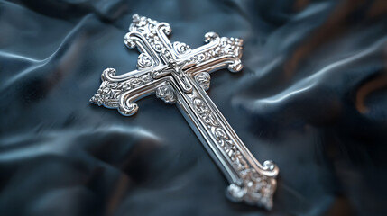 Wall Mural -  platinum cross with silver highlights