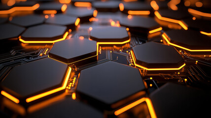 Wall Mural - abstract glowing hexagonal circuit design background