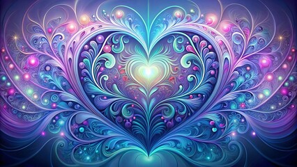 Wall Mural - enchanted heart a symphony of swirling floral patterns and glowing lights