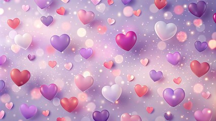 Wall Mural - romantic pastel hearts floating on a sparkly background perfect for valentine's day cards or romanti