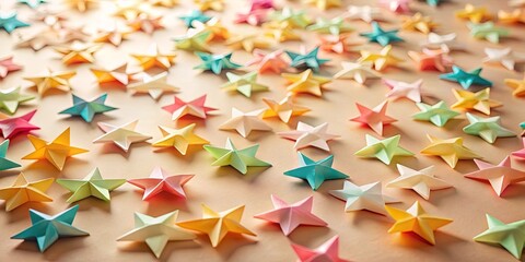 Wall Mural - Pastel Origami Stars Scattered on a Soft Background A Festive and Whimsical Design