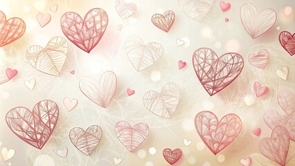 Wall Mural - romantic intricate hearts design a lovely background of pastel hues