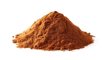 Wall Mural - side view on one single ground cinnamon powder pile heap isolated on white background