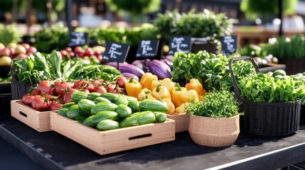 Sticker - Fresh produce displayed at a vibrant market stall.