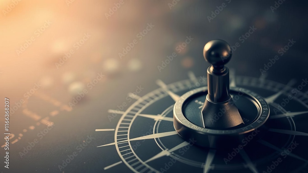 Abstract image of a compass with strategic business direction motifs ...