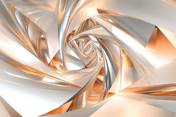 Poster - A swirling abstract design featuring metallic silver and copper tones, creating a dynamic visual effect.