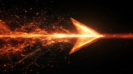 Wall Mural - a dynamic arrow made of glowing particles, symbolizing speed and direction.