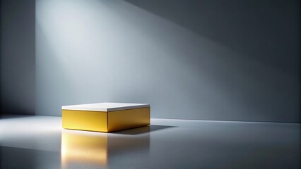 Wall Mural - elevated platform with golden base and white top in a minimalist studio setting