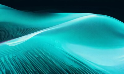 Wall Mural - abstract teal digital landscape: waves of light and data