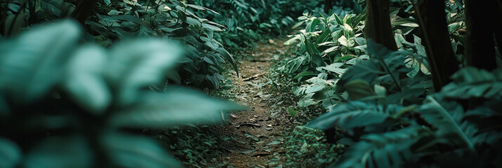 Wall Mural - beautiful green forest with lush plant life growing on the ground, generative ai