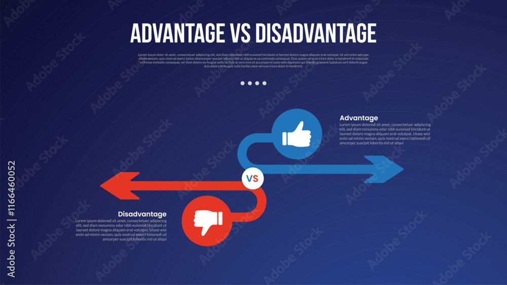 advantage vs disadvantage infographic for comparison data with circle ...