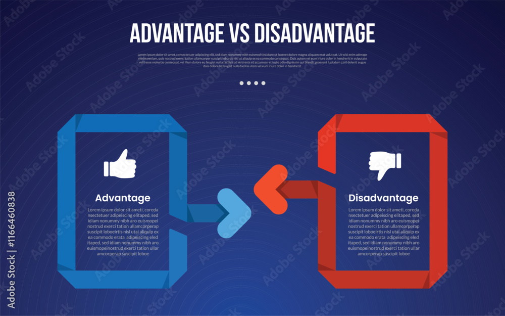 advantage vs disadvantage infographic for comparison data with outline ...