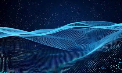 Wall Mural - a dynamic digital abstract background featuring futuristic waves, glowing neon lines, and flowing pa