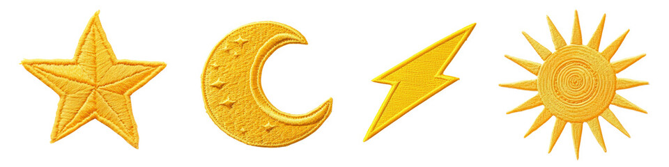Wall Mural - celestial embroidery png cut out element set, transparent background
