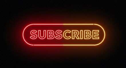 Neon Subscribe Button Red Orange Glow Digital Media