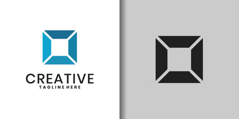 Modern square logo icon, design geometric square elements