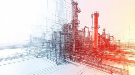 Technical Engineering Drawing of an Industrial Facility Design