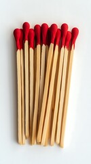 Wooden matches on a white background