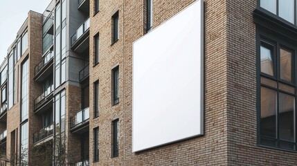 Wall Mural - Urban context highlighted by a narrow white sign on bricks