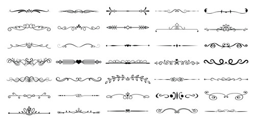 dividers doodle set. wedding decorative elements. divider ornament, borders, vintage line separators