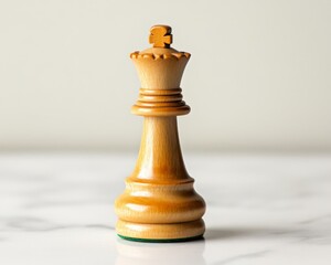 Wall Mural - A wooden chess king piece stands proudly, symbolizing strategy, skill, and competition in a game of chess.