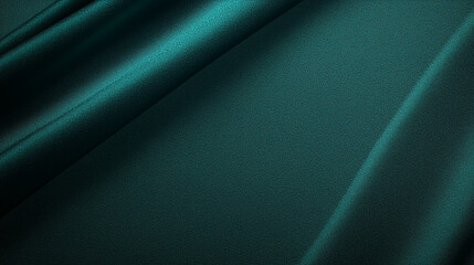 Poster - Luxurious, deep teal satin fabric texture with soft folds and rich green undertones, creating an elegant, abstract backdrop. Perfect for high-end design projects and as a sophisticated background for 