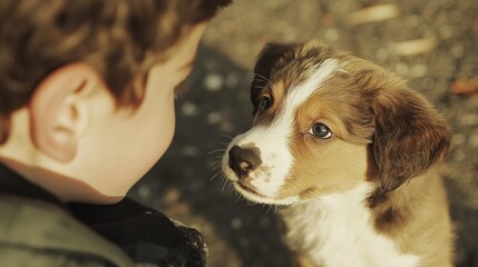 Poster - Brown and White Dog Looking Up