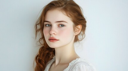 Wall Mural - young woman with light makeup and natural look in a portrait