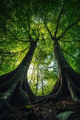 Wall Mural - Forest landscape with large trees