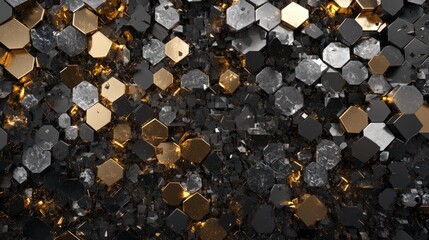 Poster - Black and Gold Hexagon Background