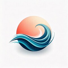  Simple wave icon logo on white background