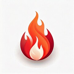 Simple fire icon logo on white background, vintage style illustration